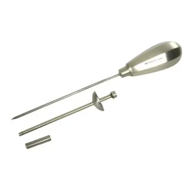 Mal-qaralarda qazın ayrılması üçün metal saplı trokar istifadə olunur.
