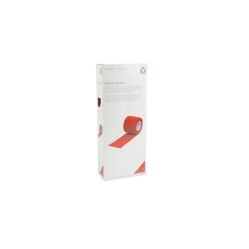 Vet-Flex Cohesive Bandage 5cm x 45 meters Red (Pack of 10)