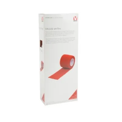 Vet-Flex Cohesive Bandage. 5 cm x 4.5 meters. Red (Pack of 10)