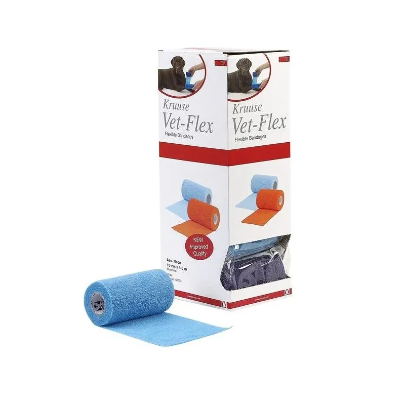 Vet-Flex Cohesive Bandage 10 cm x 4.5 meters Mixed (Pack of 10)