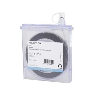100 meters of No. 2 silk thread used in surgical suturing.