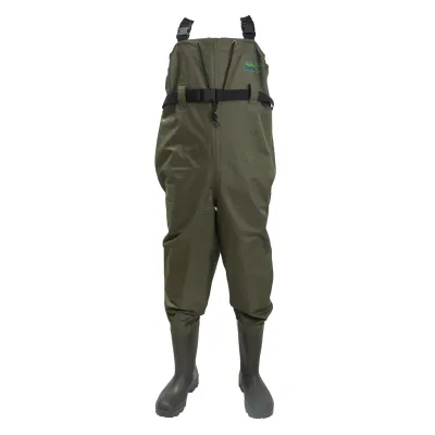 Chest boots with waist straps, providing superior protection for veterinarians working in wet and muddy field conditions.