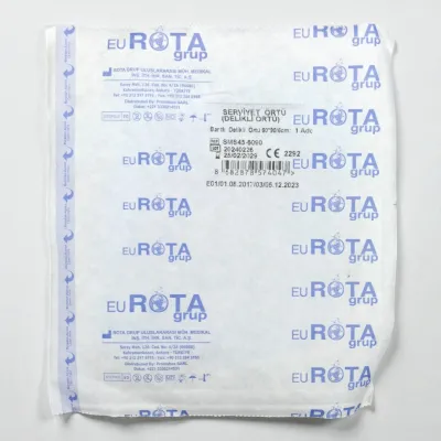 Steril Cərrahi Perforasiyalı Servikal Drap 60*90 CM (35 QR SMS Parça, Dəlik Diametri 6 CM) – VetExtra