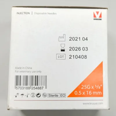 Cat and dog vaccination 0.5 x 16 mm 25G 5/8 pink sterile syringe needle, 100 pieces, fine tip