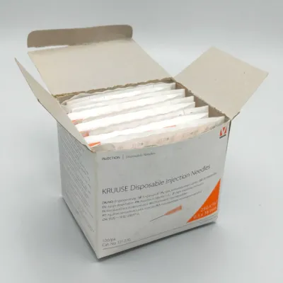 Klinik sərfiyyat materialları: 0.5 x 16 mm 25G 5/8 çəhrayı steril şpris iynəsi, hər paketdə 100 ədəd.