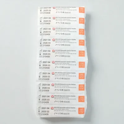Paslanmayan polad 0.5 x 16 mm 25G 5/8 çəhrayı steril şpris iynəsi, 100 inyeksiya ucu.