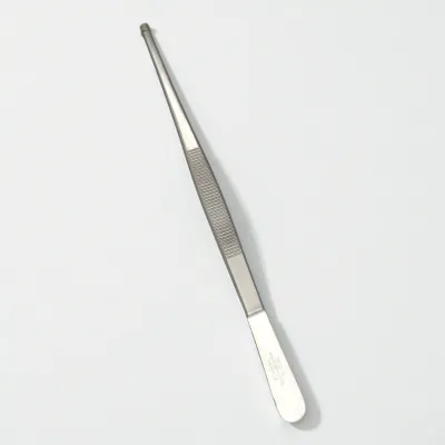 20 cm long, straight, blunt tip forceps, stainless steel laboratory apparatus.