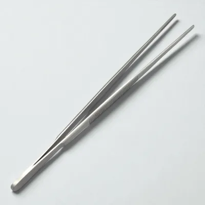 Technical laboratory forceps, straight blunt tip, 20 cm medical tweezers.