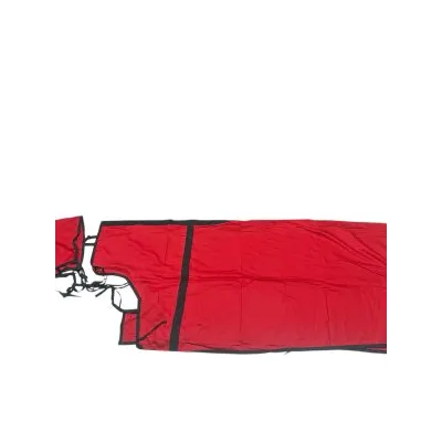 A lightweight, red blanket that keeps horses cool during the summer months.