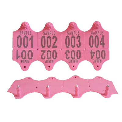 Secure locking cattle ear tag with metal tip.