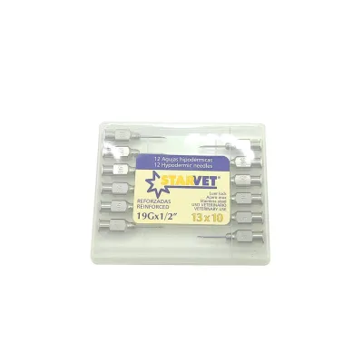 13 x 10 mm ölçülerinde 12 adet paslanmaz veteriner enjektör iğnesi