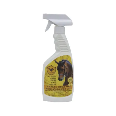 Tulpar brand grooming spray that adds shine to the horse's mane and tail.