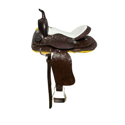 A wide-seated, comfortable western saddle set specifically designed for cowboy-style riding.